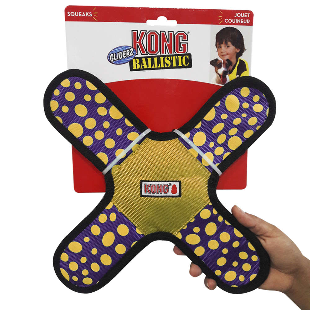 Brinquedo Kong Ballistic Gliderz Assort LBG Roxo com Amarelo para Cães - Tamanho P 3