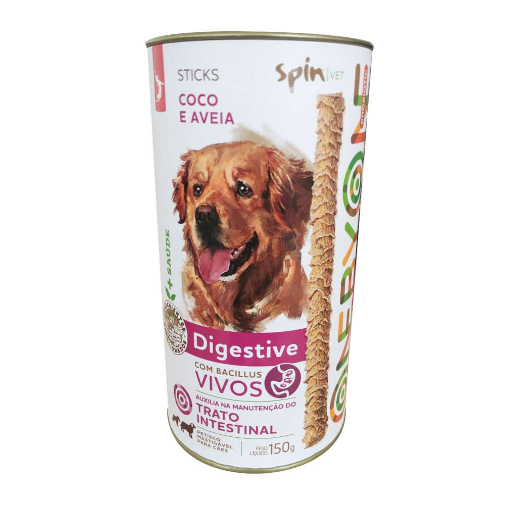 Petisco Natural Spin Pet Sticks Probiotic Digestive Sabor Coco e Aveia - 150g 1