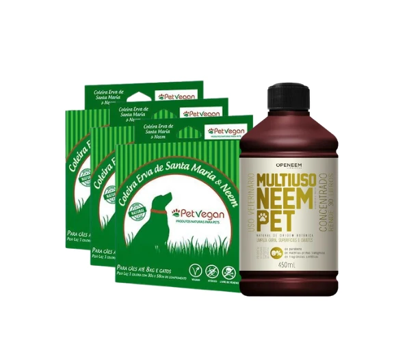 kit neem proteção contra pulgas e carrapatos gatos e cães pequenos e ambiente